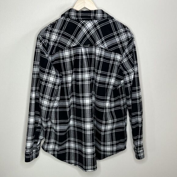 Duluth Trading Women's Extra Large B&W Plaid Flannel Button Up Cotton Blend - Picture 7 of 9